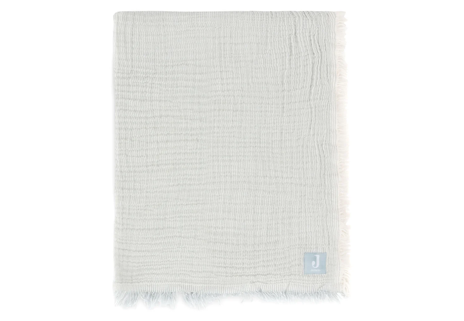 Колискова муслінова ковдра Jollein Fringe Stripe 75×100, морська зелень GOTS – інтернет-магазин Jollein