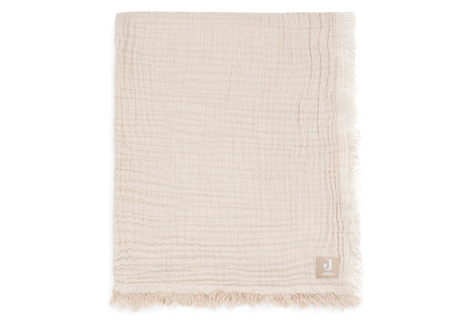 Колискова муслінова ковдра Jollein Fringe Stripe 75×100, бісквіт GOTS – інтернет-магазин Jollein