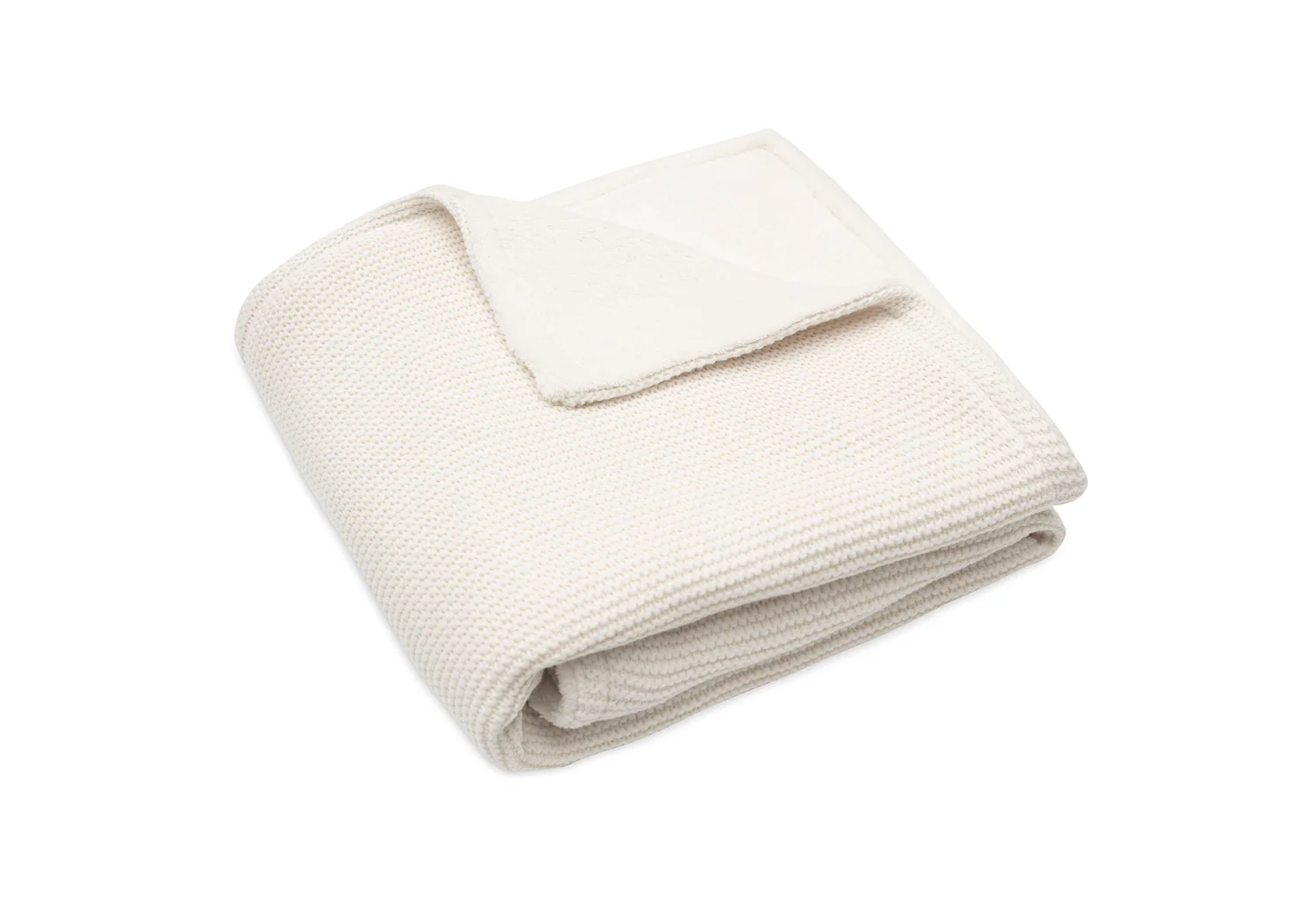 Колискова в’язана ковдра Jollein Basic Knit 75×100, айворі/корал фліс – інтернет-магазин Jollein