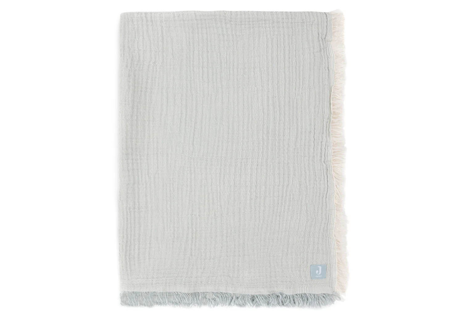 Дитяча муслінова ковдра Jollein 120×120 см, Fringe Stripe морська зелень GOTS – інтернет-магазин Jollein